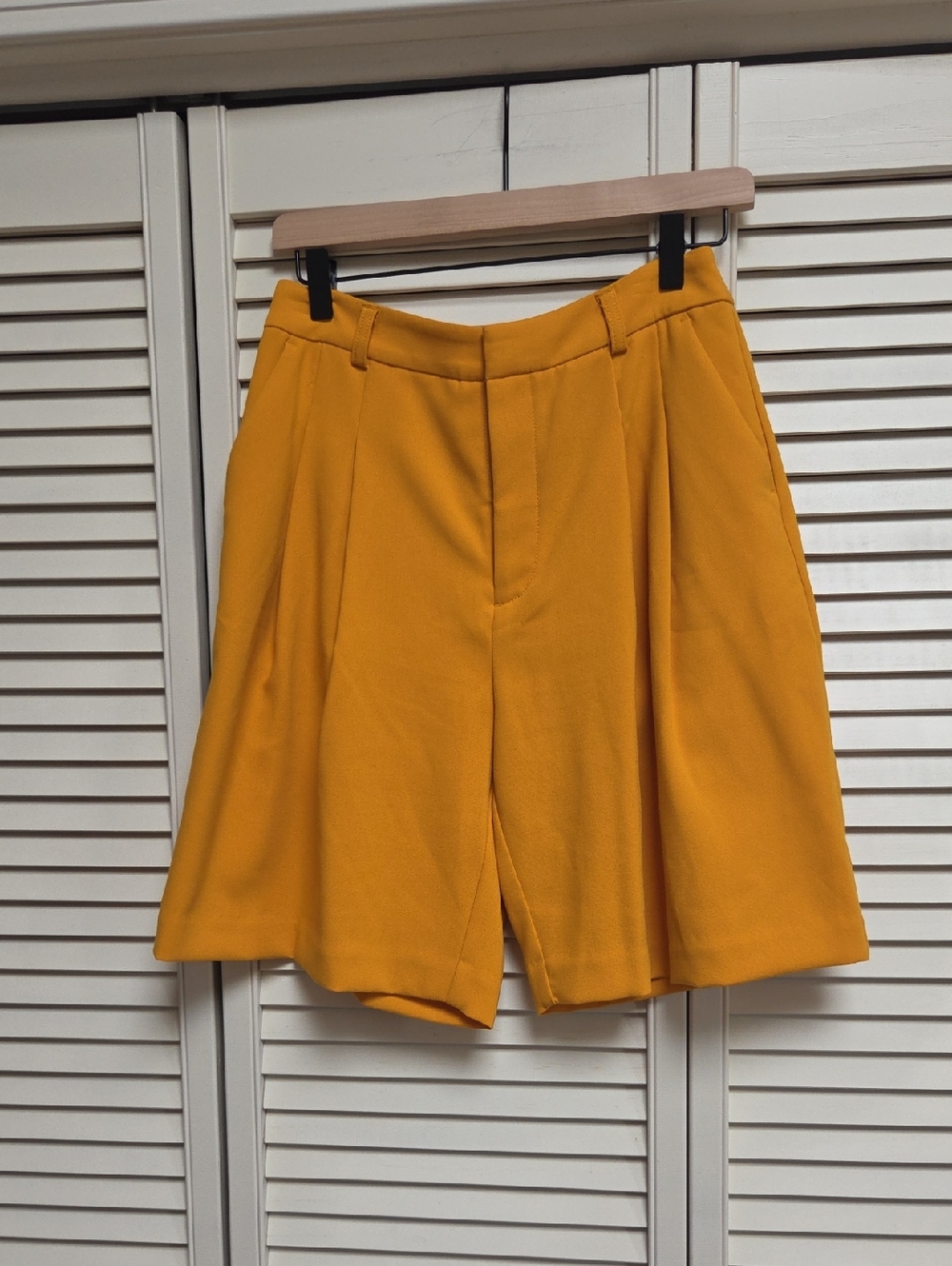 Anthropologie Golden Mustard Pleated Bermuda Shorts